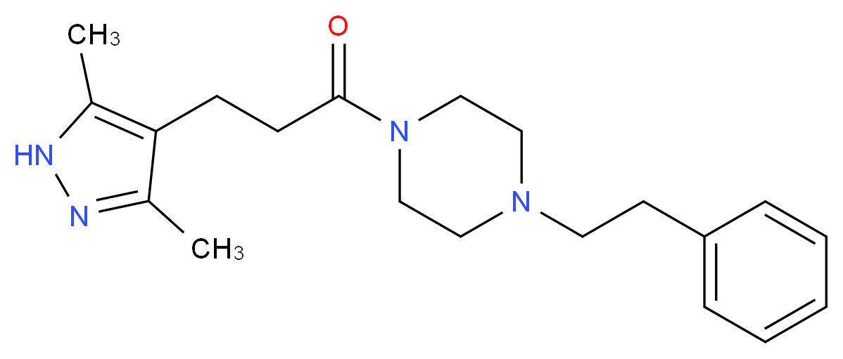 1-[3-(3,5-dimethyl-1H-pyrazol-4-yl)propanoyl]-4-(2-phenylethyl)piperazine_Molecular_structure_CAS_)