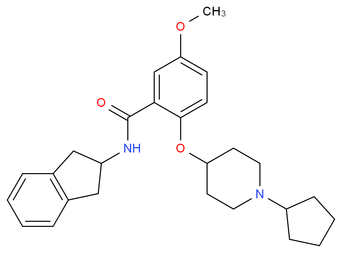 2-[(1-cyclopentyl-4-piperidinyl)oxy]-N-(2,3-dihydro-1H-inden-2-yl)-5-methoxybenzamide_Molecular_structure_CAS_)