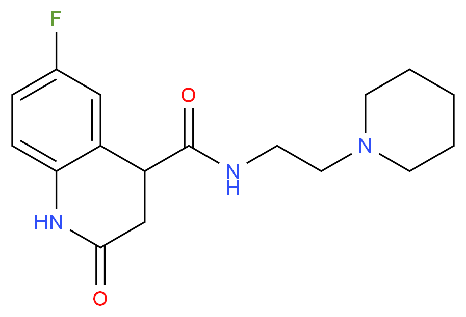 6-fluoro-2-oxo-N-[2-(1-piperidinyl)ethyl]-1,2,3,4-tetrahydro-4-quinolinecarboxamide_Molecular_structure_CAS_)