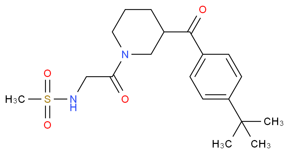 N-{2-[3-(4-tert-butylbenzoyl)piperidin-1-yl]-2-oxoethyl}methanesulfonamide (non-preferred name)_Molecular_structure_CAS_)