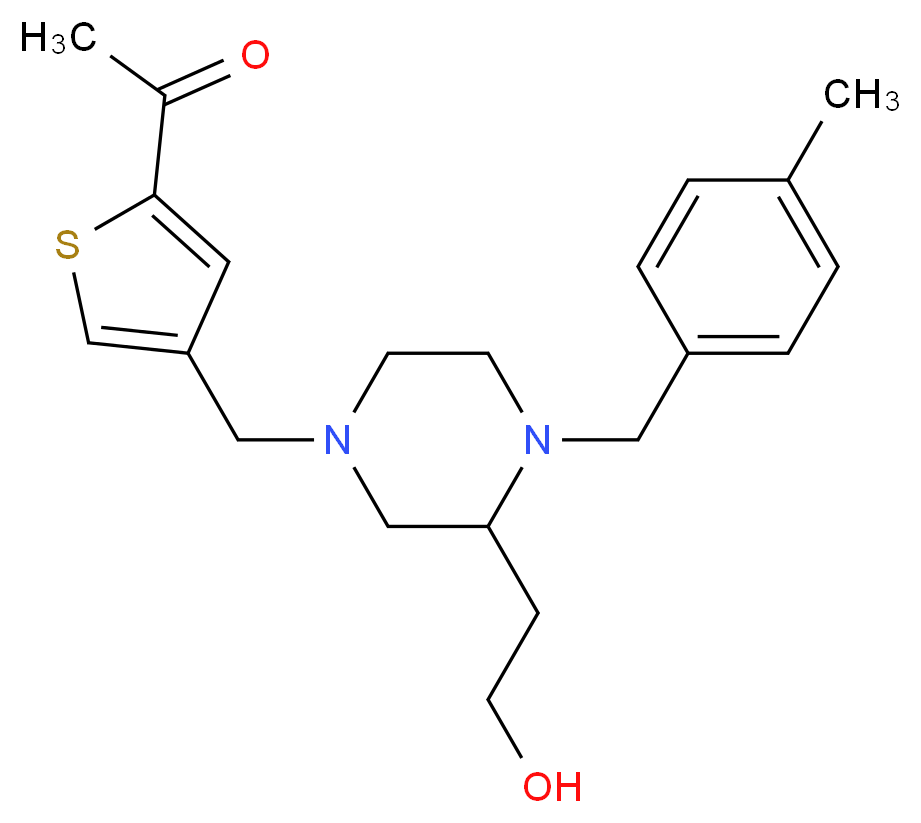 1-(4-{[3-(2-hydroxyethyl)-4-(4-methylbenzyl)-1-piperazinyl]methyl}-2-thienyl)ethanone_Molecular_structure_CAS_)