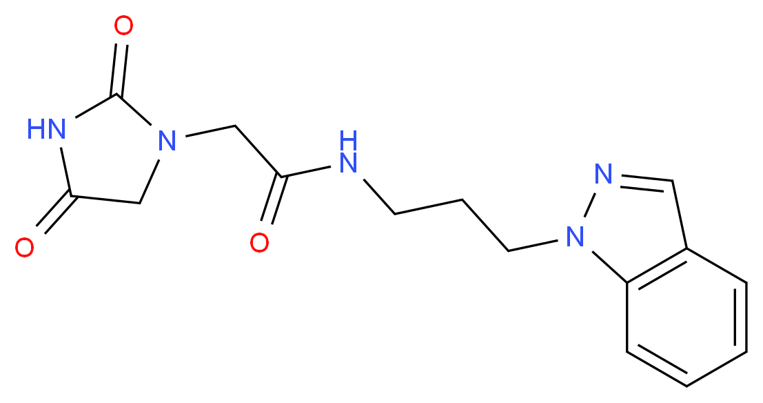 2-(2,4-dioxoimidazolidin-1-yl)-N-[3-(1H-indazol-1-yl)propyl]acetamide_Molecular_structure_CAS_)