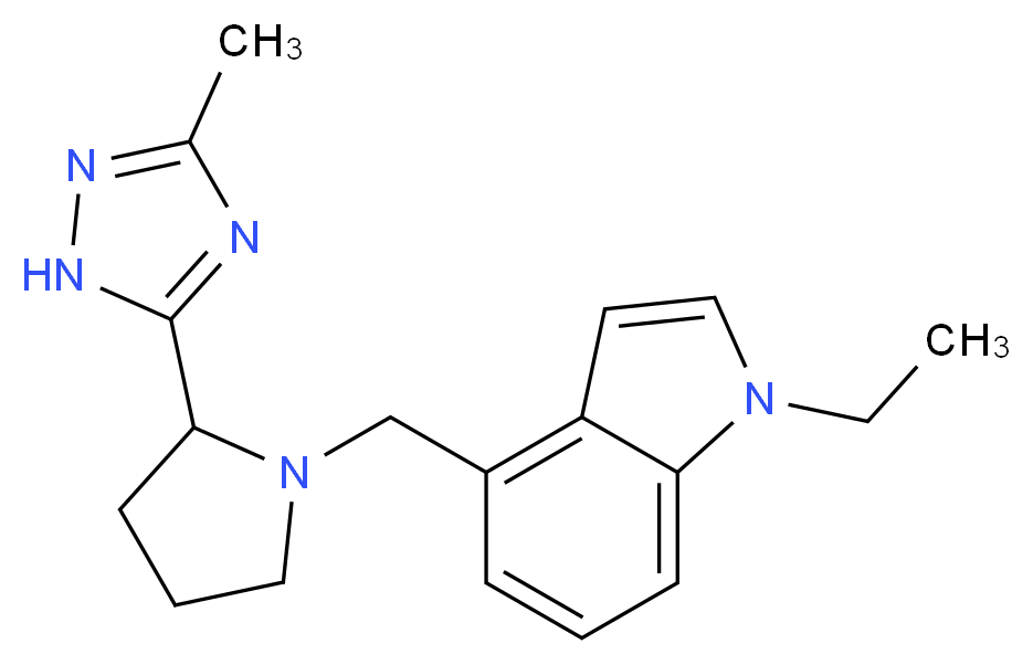 1-ethyl-4-{[2-(3-methyl-1H-1,2,4-triazol-5-yl)pyrrolidin-1-yl]methyl}-1H-indole_Molecular_structure_CAS_)