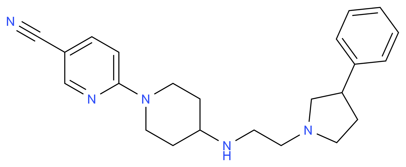 6-(4-{[2-(3-phenylpyrrolidin-1-yl)ethyl]amino}piperidin-1-yl)nicotinonitrile_Molecular_structure_CAS_)