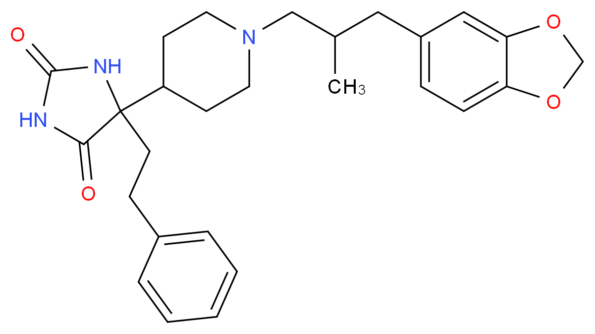 5-{1-[3-(1,3-benzodioxol-5-yl)-2-methylpropyl]-4-piperidinyl}-5-(2-phenylethyl)-2,4-imidazolidinedione_Molecular_structure_CAS_)