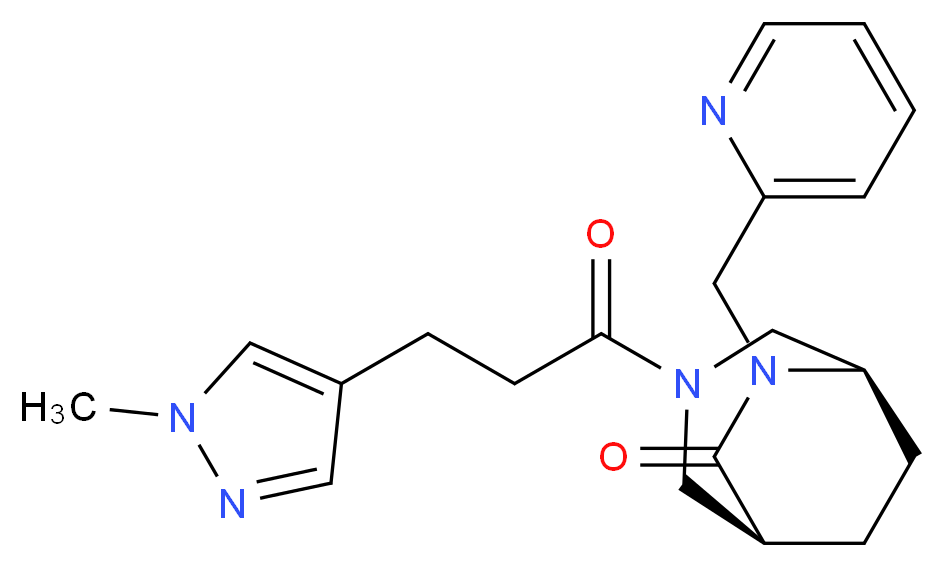 (1S*,5R*)-3-[3-(1-methyl-1H-pyrazol-4-yl)propanoyl]-6-(pyridin-2-ylmethyl)-3,6-diazabicyclo[3.2.2]nonan-7-one_Molecular_structure_CAS_)