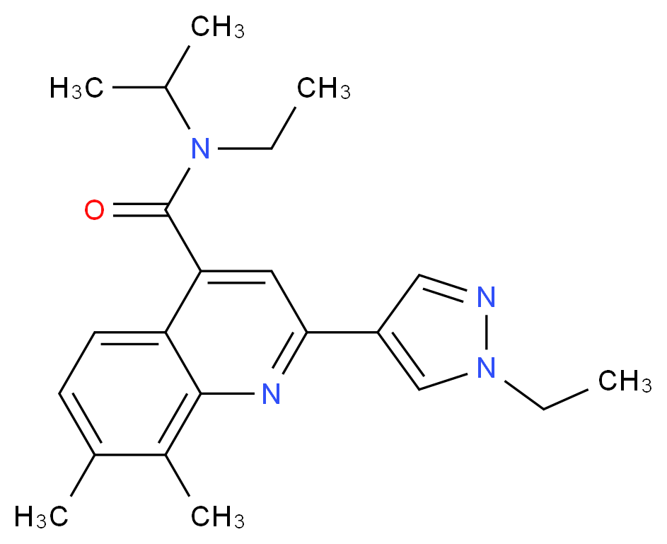 N-ethyl-2-(1-ethyl-1H-pyrazol-4-yl)-N-isopropyl-7,8-dimethylquinoline-4-carboxamide_Molecular_structure_CAS_)