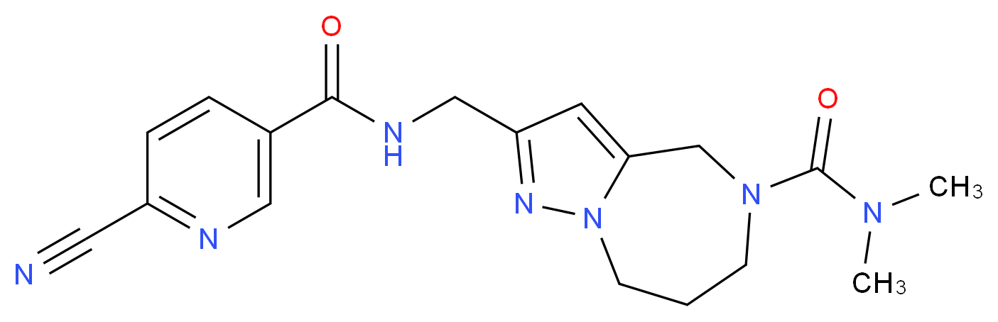 2-({[(6-cyanopyridin-3-yl)carbonyl]amino}methyl)-N,N-dimethyl-7,8-dihydro-4H-pyrazolo[1,5-a][1,4]diazepine-5(6H)-carboxamide_Molecular_structure_CAS_)