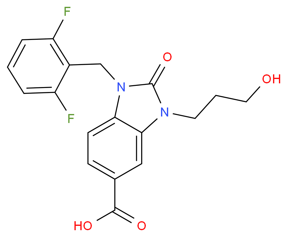 1-(2,6-difluorobenzyl)-3-(3-hydroxypropyl)-2-oxo-2,3-dihydro-1H-benzimidazole-5-carboxylic acid_Molecular_structure_CAS_)