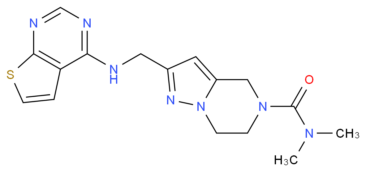 N,N-dimethyl-2-[(thieno[2,3-d]pyrimidin-4-ylamino)methyl]-6,7-dihydropyrazolo[1,5-a]pyrazine-5(4H)-carboxamide_Molecular_structure_CAS_)