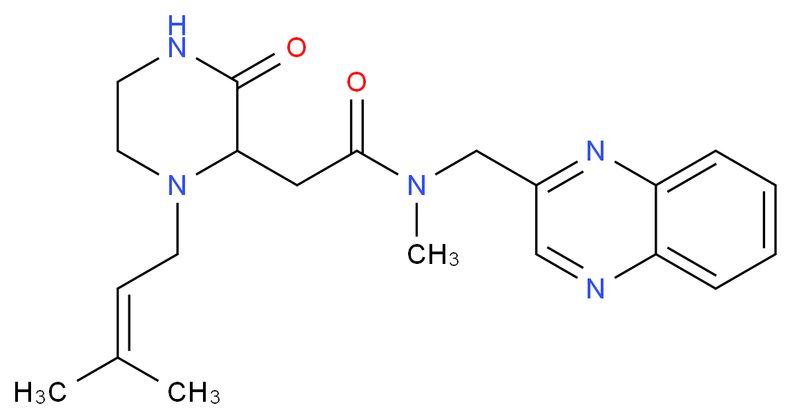 N-methyl-2-[1-(3-methyl-2-buten-1-yl)-3-oxo-2-piperazinyl]-N-(2-quinoxalinylmethyl)acetamide_Molecular_structure_CAS_)