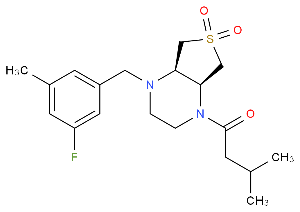 (4aS*,7aR*)-1-(3-fluoro-5-methylbenzyl)-4-(3-methylbutanoyl)octahydrothieno[3,4-b]pyrazine 6,6-dioxide_Molecular_structure_CAS_)