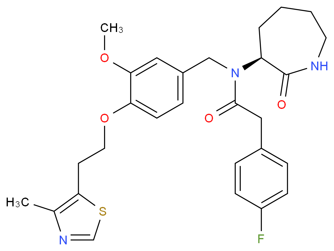 2-(4-fluorophenyl)-N-{3-methoxy-4-[2-(4-methyl-1,3-thiazol-5-yl)ethoxy]benzyl}-N-[(3S)-2-oxo-3-azepanyl]acetamide_Molecular_structure_CAS_)
