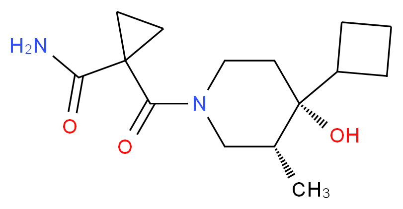 1-{[(3R*,4R*)-4-cyclobutyl-4-hydroxy-3-methyl-1-piperidinyl]carbonyl}cyclopropanecarboxamide_Molecular_structure_CAS_)