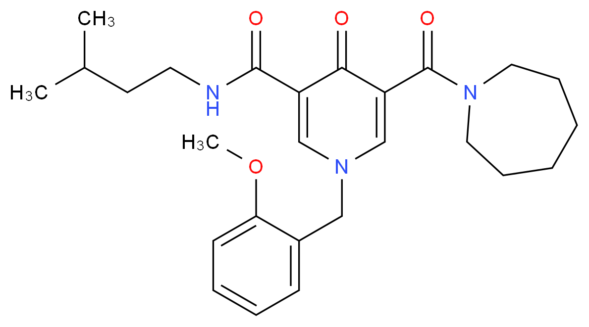5-(1-azepanylcarbonyl)-1-(2-methoxybenzyl)-N-(3-methylbutyl)-4-oxo-1,4-dihydro-3-pyridinecarboxamide_Molecular_structure_CAS_)