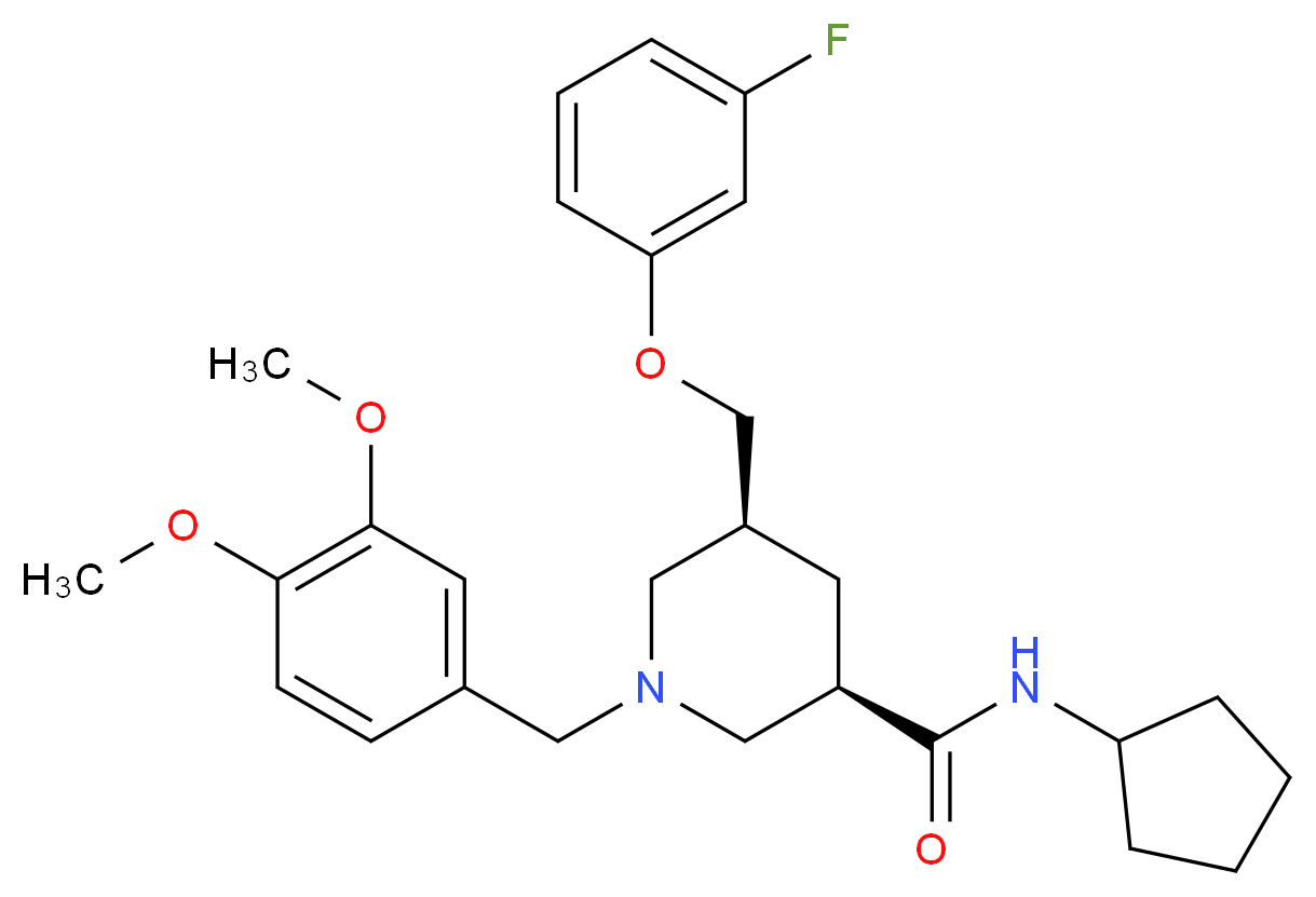 (3R,5S)-N-cyclopentyl-1-(3,4-dimethoxybenzyl)-5-[(3-fluorophenoxy)methyl]-3-piperidinecarboxamide_Molecular_structure_CAS_)