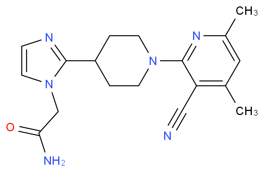 2-{2-[1-(3-cyano-4,6-dimethyl-2-pyridinyl)-4-piperidinyl]-1H-imidazol-1-yl}acetamide_Molecular_structure_CAS_)