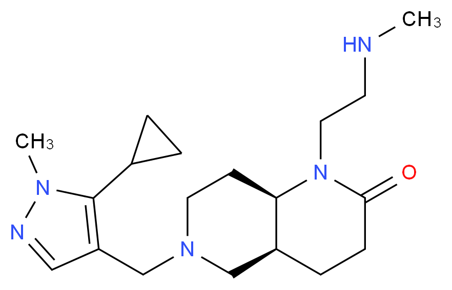 (4aS*,8aR*)-6-[(5-cyclopropyl-1-methyl-1H-pyrazol-4-yl)methyl]-1-[2-(methylamino)ethyl]octahydro-1,6-naphthyridin-2(1H)-one_Molecular_structure_CAS_)