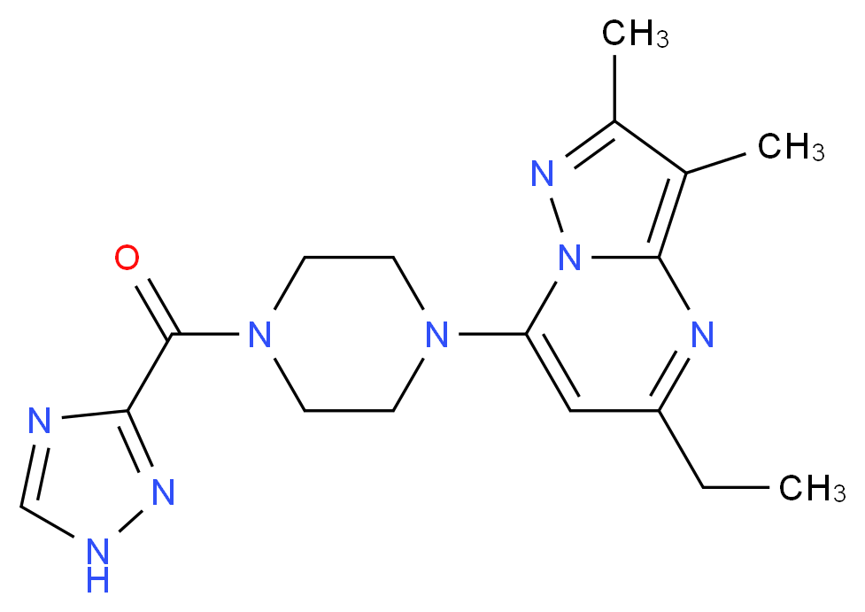 5-ethyl-2,3-dimethyl-7-[4-(1H-1,2,4-triazol-3-ylcarbonyl)piperazin-1-yl]pyrazolo[1,5-a]pyrimidine_Molecular_structure_CAS_)