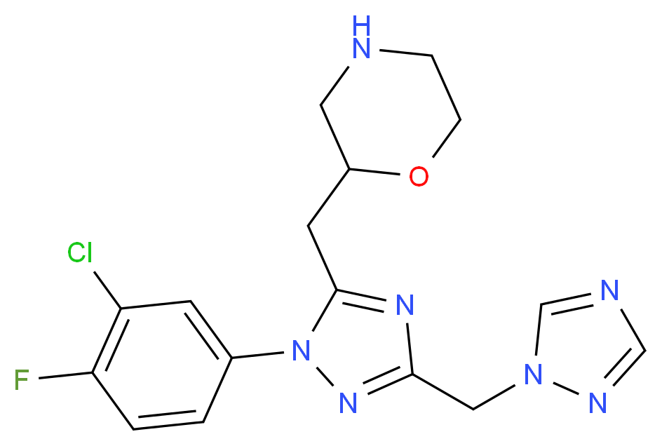 2-{[1-(3-chloro-4-fluorophenyl)-3-(1H-1,2,4-triazol-1-ylmethyl)-1H-1,2,4-triazol-5-yl]methyl}morpholine_Molecular_structure_CAS_)