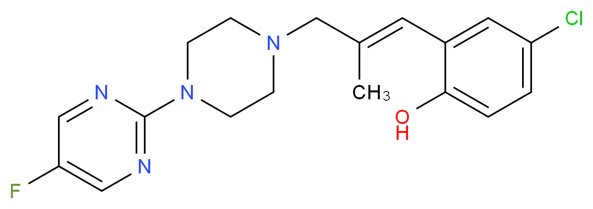 4-chloro-2-{(1E)-3-[4-(5-fluoropyrimidin-2-yl)piperazin-1-yl]-2-methylprop-1-en-1-yl}phenol_Molecular_structure_CAS_)