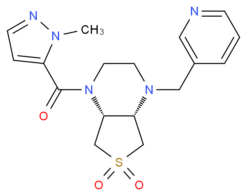 (4aS*,7aR*)-1-[(1-methyl-1H-pyrazol-5-yl)carbonyl]-4-(3-pyridinylmethyl)octahydrothieno[3,4-b]pyrazine 6,6-dioxide_Molecular_structure_CAS_)