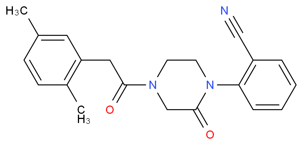 2-{4-[(2,5-dimethylphenyl)acetyl]-2-oxo-1-piperazinyl}benzonitrile_Molecular_structure_CAS_)