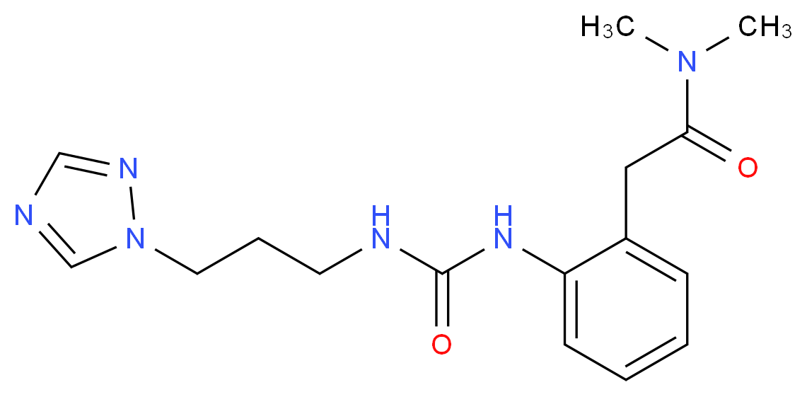 N,N-dimethyl-2-{2-[({[3-(1H-1,2,4-triazol-1-yl)propyl]amino}carbonyl)amino]phenyl}acetamide_Molecular_structure_CAS_)