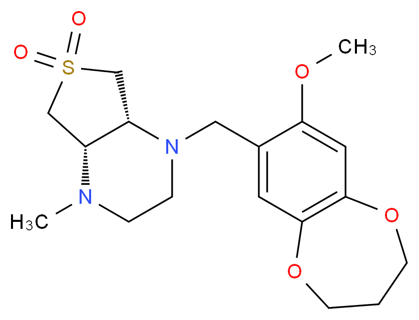 (4aS*,7aR*)-1-[(8-methoxy-3,4-dihydro-2H-1,5-benzodioxepin-7-yl)methyl]-4-methyloctahydrothieno[3,4-b]pyrazine 6,6-dioxide_Molecular_structure_CAS_)