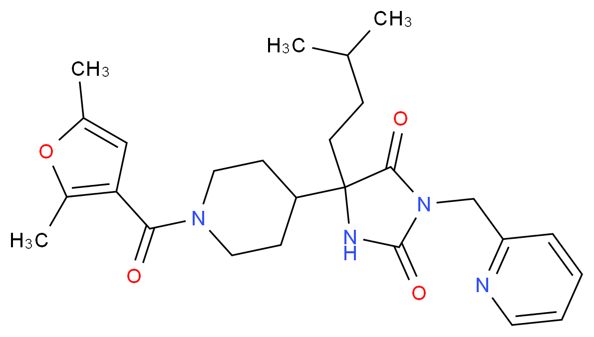 5-[1-(2,5-dimethyl-3-furoyl)-4-piperidinyl]-5-(3-methylbutyl)-3-(2-pyridinylmethyl)-2,4-imidazolidinedione_Molecular_structure_CAS_)