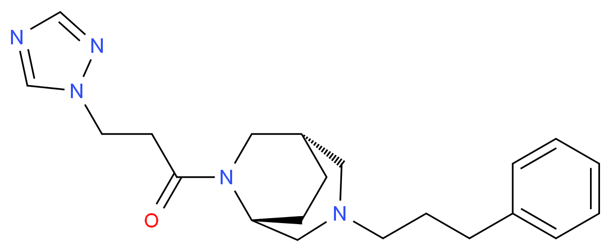 (1S*,5R*)-3-(3-phenylpropyl)-6-[3-(1H-1,2,4-triazol-1-yl)propanoyl]-3,6-diazabicyclo[3.2.2]nonane_Molecular_structure_CAS_)