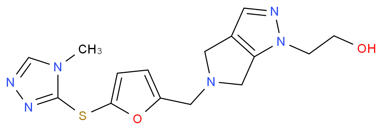 2-[5-({5-[(4-methyl-4H-1,2,4-triazol-3-yl)thio]-2-furyl}methyl)-5,6-dihydropyrrolo[3,4-c]pyrazol-1(4H)-yl]ethanol_Molecular_structure_CAS_)