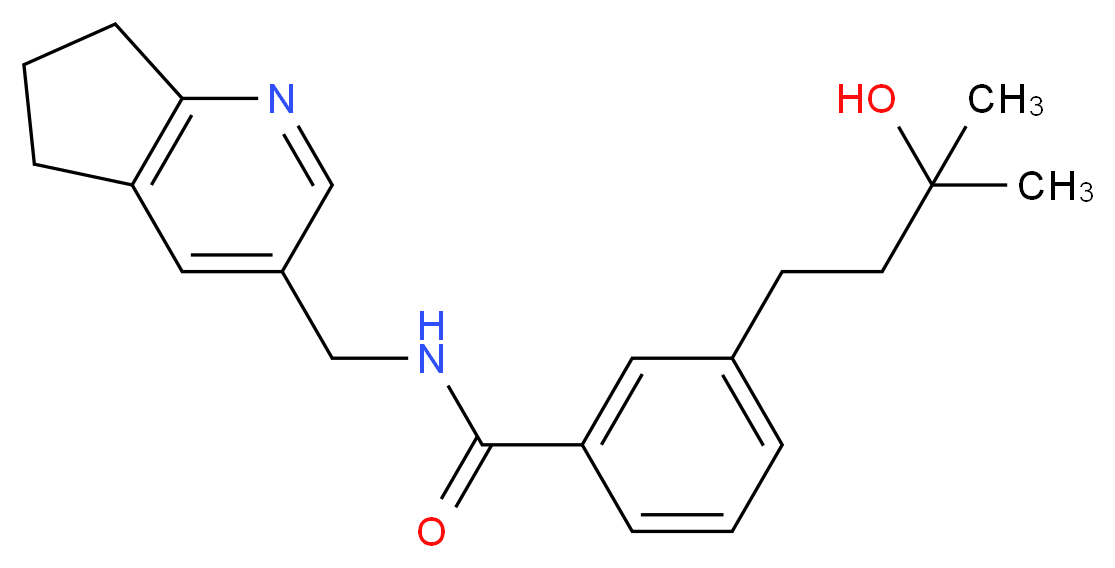 N-(6,7-dihydro-5H-cyclopenta[b]pyridin-3-ylmethyl)-3-(3-hydroxy-3-methylbutyl)benzamide_Molecular_structure_CAS_)