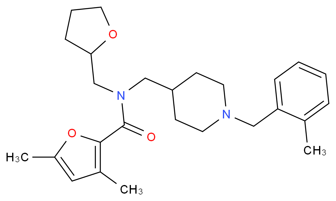 3,5-dimethyl-N-{[1-(2-methylbenzyl)-4-piperidinyl]methyl}-N-(tetrahydro-2-furanylmethyl)-2-furamide_Molecular_structure_CAS_)