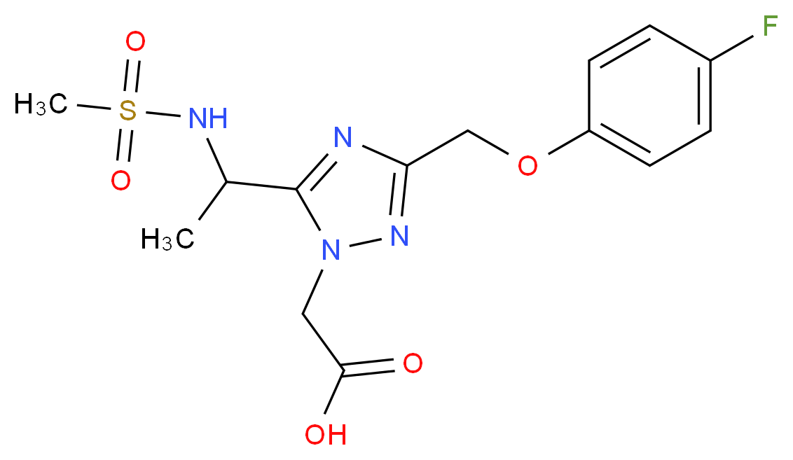 (3-[(4-fluorophenoxy)methyl]-5-{1-[(methylsulfonyl)amino]ethyl}-1H-1,2,4-triazol-1-yl)acetic acid_Molecular_structure_CAS_)