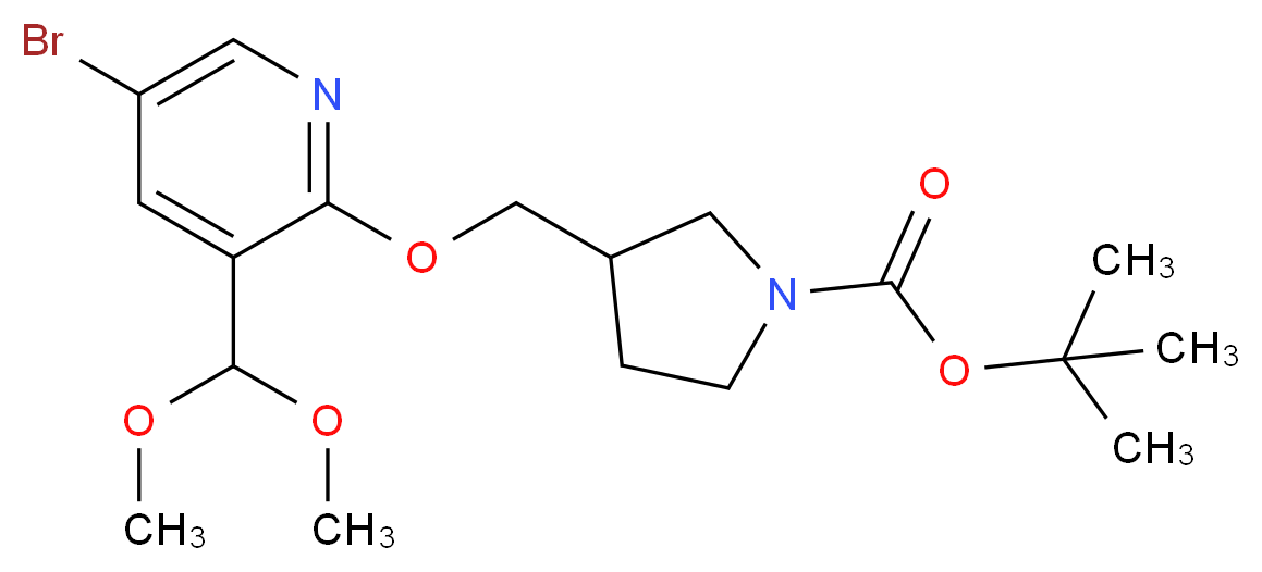 tert-Butyl 3-((5-bromo-3-(dimethoxymethyl)pyridin-2-yloxy)methyl)pyrrolidine-1-carboxylate_Molecular_structure_CAS_)