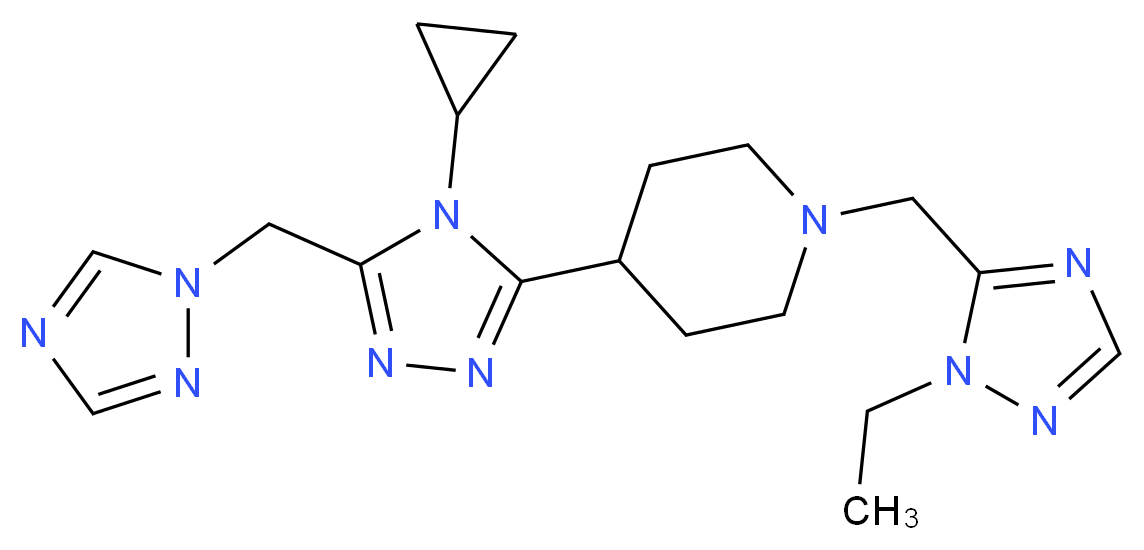 4-[4-cyclopropyl-5-(1H-1,2,4-triazol-1-ylmethyl)-4H-1,2,4-triazol-3-yl]-1-[(1-ethyl-1H-1,2,4-triazol-5-yl)methyl]piperidine_Molecular_structure_CAS_)