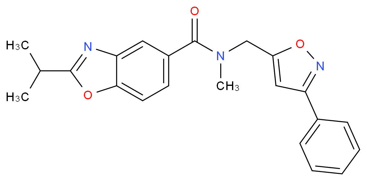 2-isopropyl-N-methyl-N-[(3-phenyl-5-isoxazolyl)methyl]-1,3-benzoxazole-5-carboxamide_Molecular_structure_CAS_)