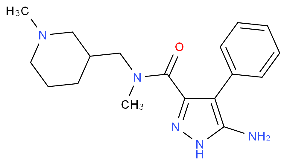 5-amino-N-methyl-N-[(1-methylpiperidin-3-yl)methyl]-4-phenyl-1H-pyrazole-3-carboxamide_Molecular_structure_CAS_)