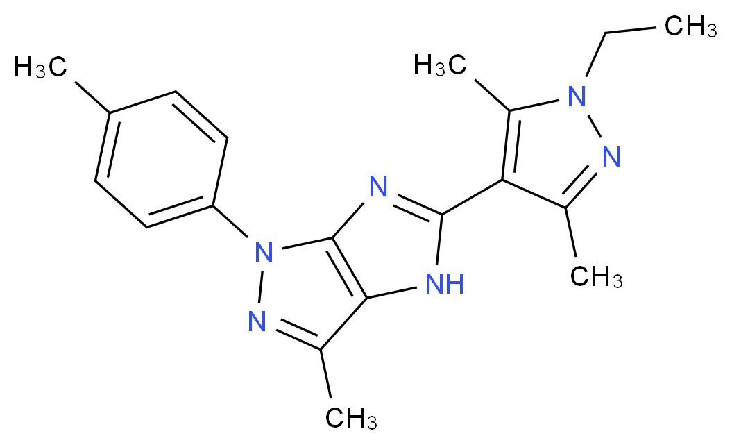 5-(1-ethyl-3,5-dimethyl-1H-pyrazol-4-yl)-3-methyl-1-(4-methylphenyl)-1,4-dihydroimidazo[4,5-c]pyrazole_Molecular_structure_CAS_)