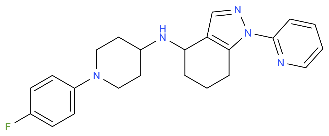 N-[1-(4-fluorophenyl)-4-piperidinyl]-1-(2-pyridinyl)-4,5,6,7-tetrahydro-1H-indazol-4-amine_Molecular_structure_CAS_)