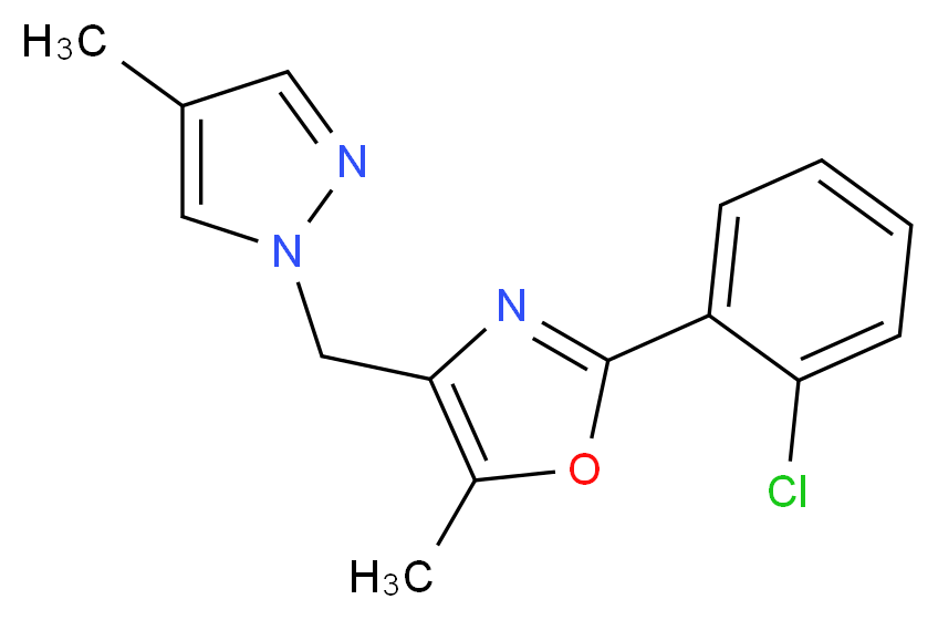 2-(2-chlorophenyl)-5-methyl-4-[(4-methyl-1H-pyrazol-1-yl)methyl]-1,3-oxazole_Molecular_structure_CAS_)