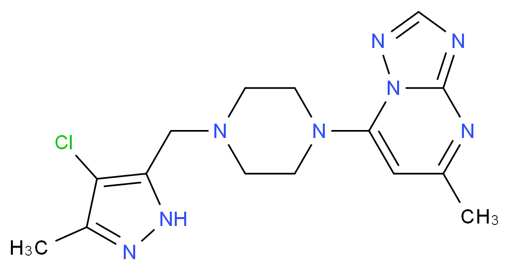 7-{4-[(4-chloro-3-methyl-1H-pyrazol-5-yl)methyl]piperazin-1-yl}-5-methyl[1,2,4]triazolo[1,5-a]pyrimidine_Molecular_structure_CAS_)