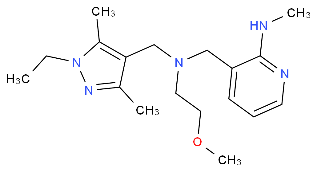 3-{[[(1-ethyl-3,5-dimethyl-1H-pyrazol-4-yl)methyl](2-methoxyethyl)amino]methyl}-N-methylpyridin-2-amine_Molecular_structure_CAS_)