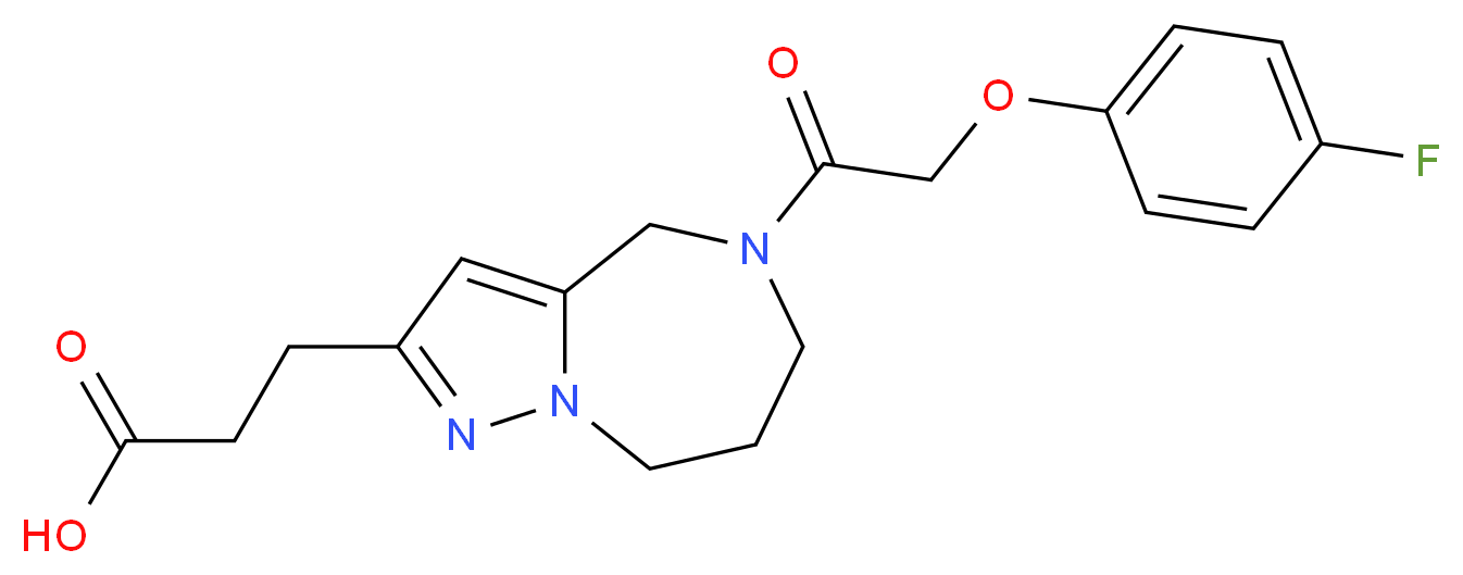 3-{5-[(4-fluorophenoxy)acetyl]-5,6,7,8-tetrahydro-4H-pyrazolo[1,5-a][1,4]diazepin-2-yl}propanoic acid_Molecular_structure_CAS_)