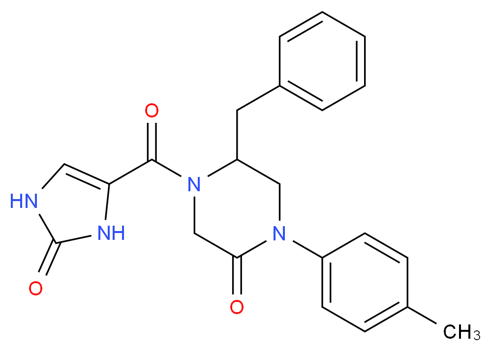 5-benzyl-1-(4-methylphenyl)-4-[(2-oxo-2,3-dihydro-1H-imidazol-4-yl)carbonyl]-2-piperazinone_Molecular_structure_CAS_)