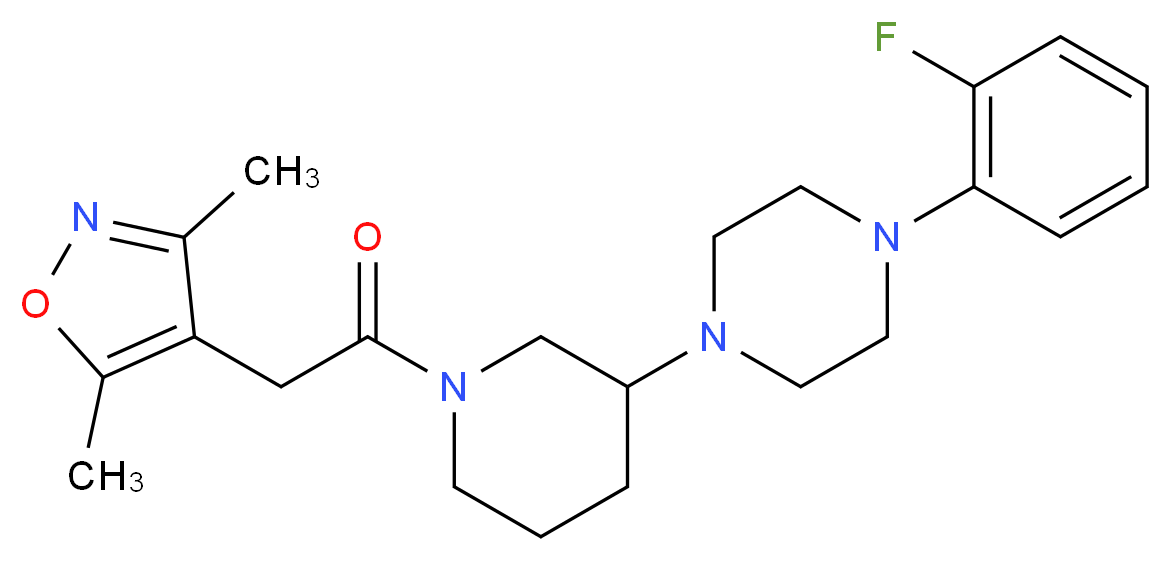 1-{1-[(3,5-dimethyl-4-isoxazolyl)acetyl]-3-piperidinyl}-4-(2-fluorophenyl)piperazine_Molecular_structure_CAS_)