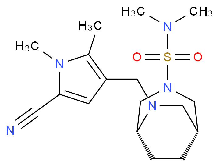 (1R*,5R*)-6-[(5-cyano-1,2-dimethyl-1H-pyrrol-3-yl)methyl]-N,N-dimethyl-3,6-diazabicyclo[3.2.2]nonane-3-sulfonamide_Molecular_structure_CAS_)