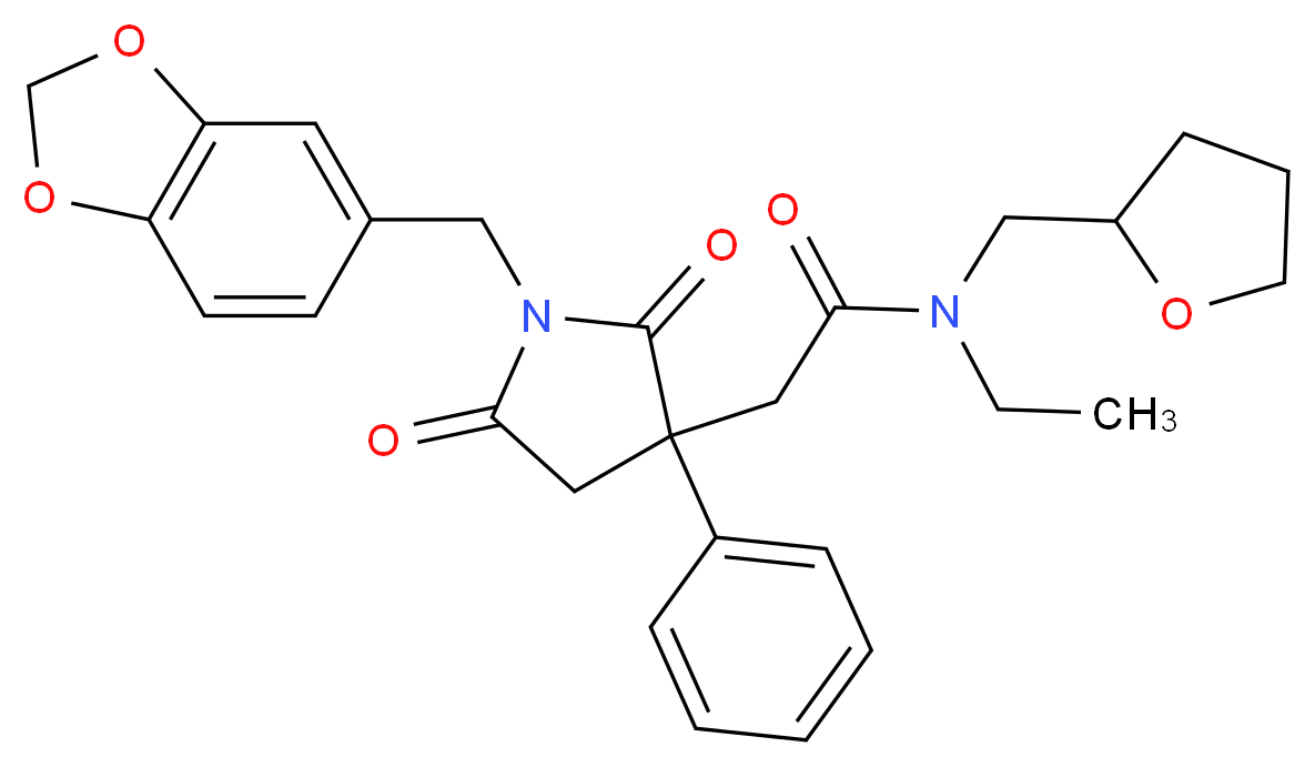 2-[1-(1,3-benzodioxol-5-ylmethyl)-2,5-dioxo-3-phenyl-3-pyrrolidinyl]-N-ethyl-N-(tetrahydro-2-furanylmethyl)acetamide_Molecular_structure_CAS_)