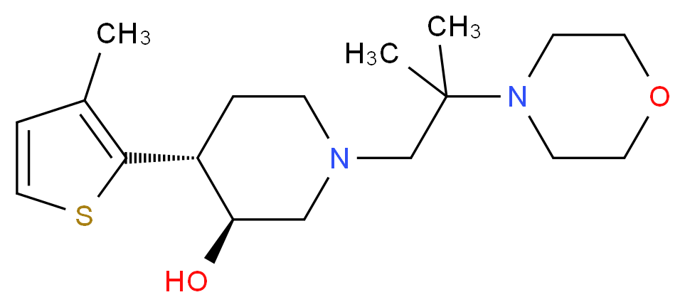 (3S*,4R*)-1-(2-methyl-2-morpholin-4-ylpropyl)-4-(3-methyl-2-thienyl)piperidin-3-ol_Molecular_structure_CAS_)